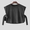 INCERUN Summer Men Sleeveless Side Lace Up Furry Tank Tops Crop Vest