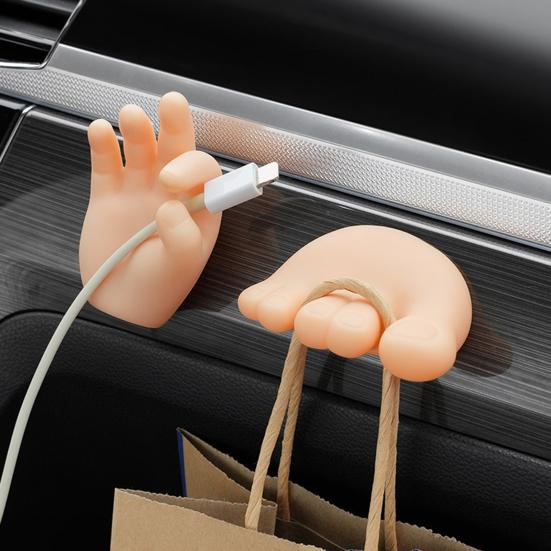 2Pcs Bathroom Toothbrush Holders Hand Feet Shape Simple Installation Multipurpose