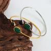 Elegant Women's Bracelets Bangles With Green Black Agate Stone 18K Gold Plated Stianless Steel Cuff Bracelet Bangle For Women
