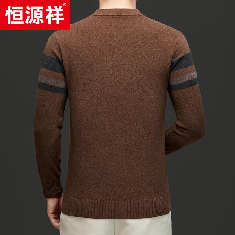 Hengyuanxiang Men's 100% Merino Wool Round Neck Sweater