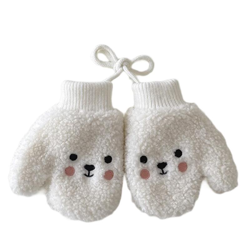 Cosy Infant Fleece Lined Hand Mittens Attached Neck Rope For 1-4 Year Old Children Soft Winter Accessories Unisex