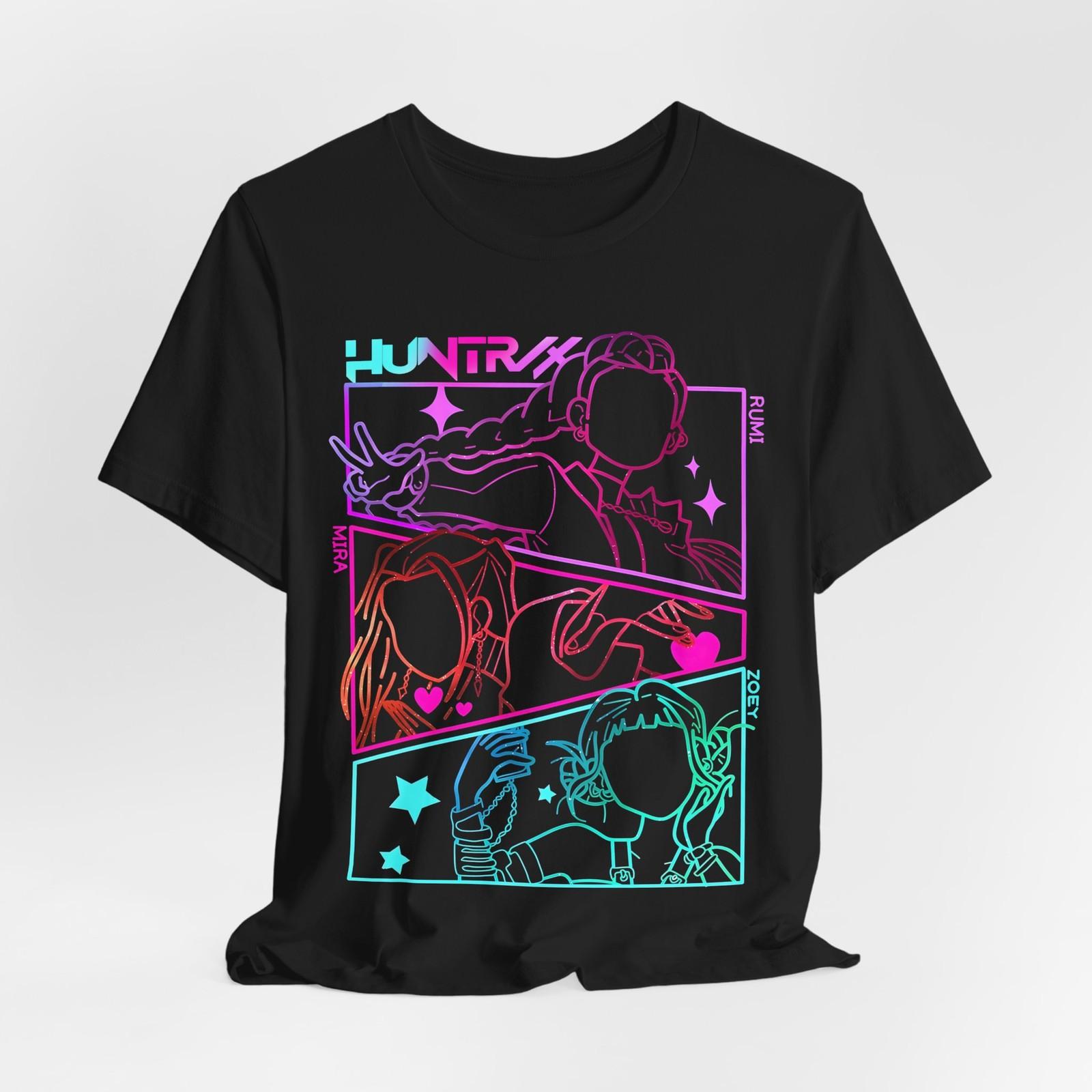 Colorful Anime-Inspired Huntrix Outline Unisex T-Shirt Mens Womens Tees Top Tee Tops, Graphic T-Shirt Mens Womens Tees Top Tee Tops, Casual Wear 3XL