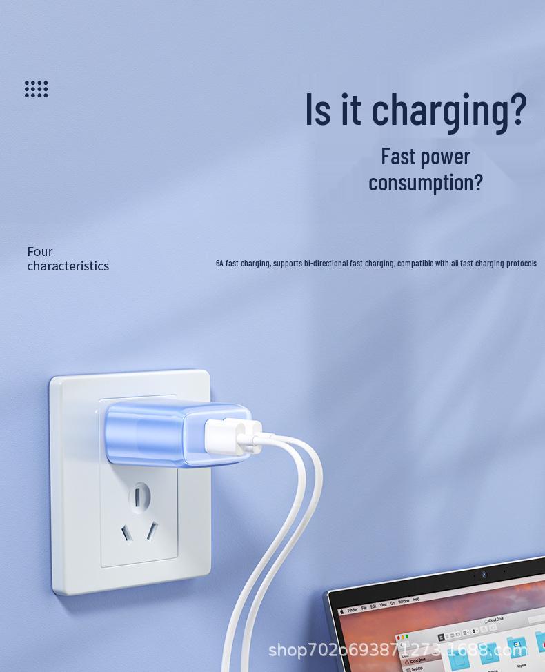240W Smart Safe 6A Fast Charging Phone Charger Head with Protocol Compatibility & Visible Indicator