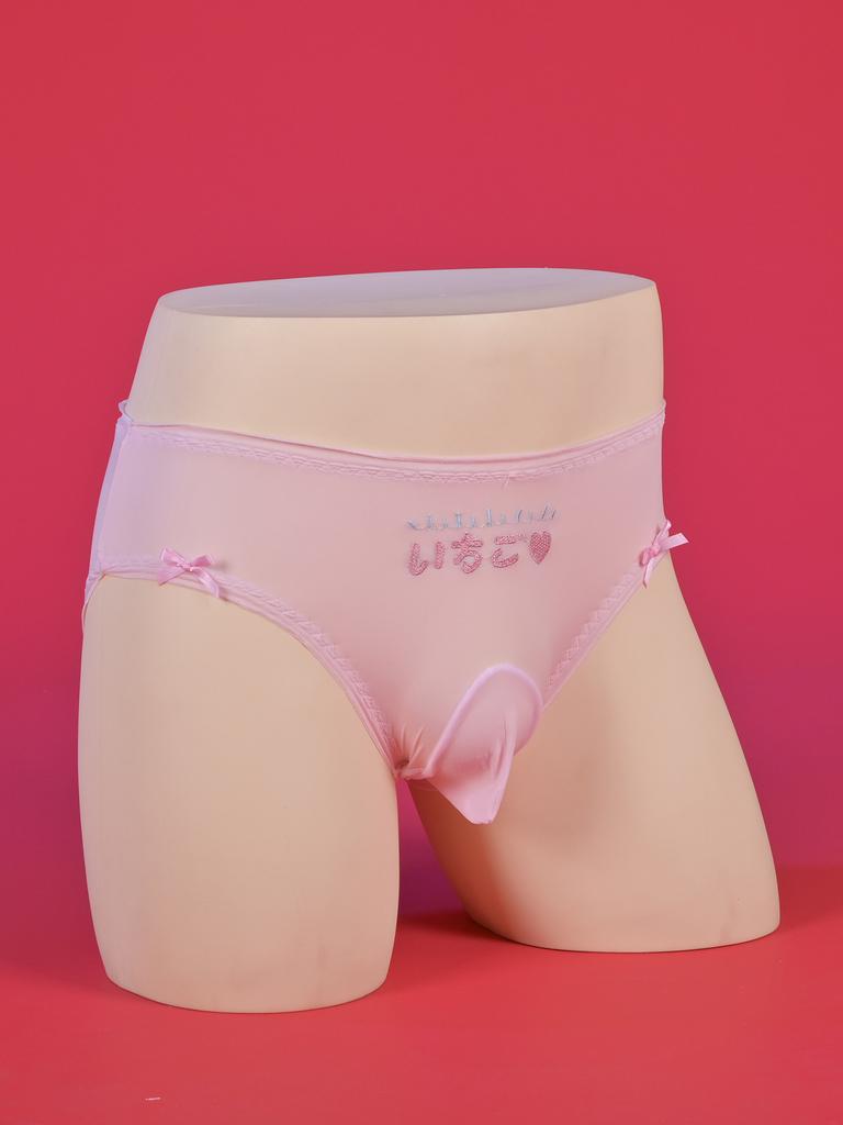 Large Size Kawaii Japanese Sissy Pouch Panties For Men Crossdressers Cute Bow Oil Glossy Briefs Maid Cosplay Lingerie Underwear