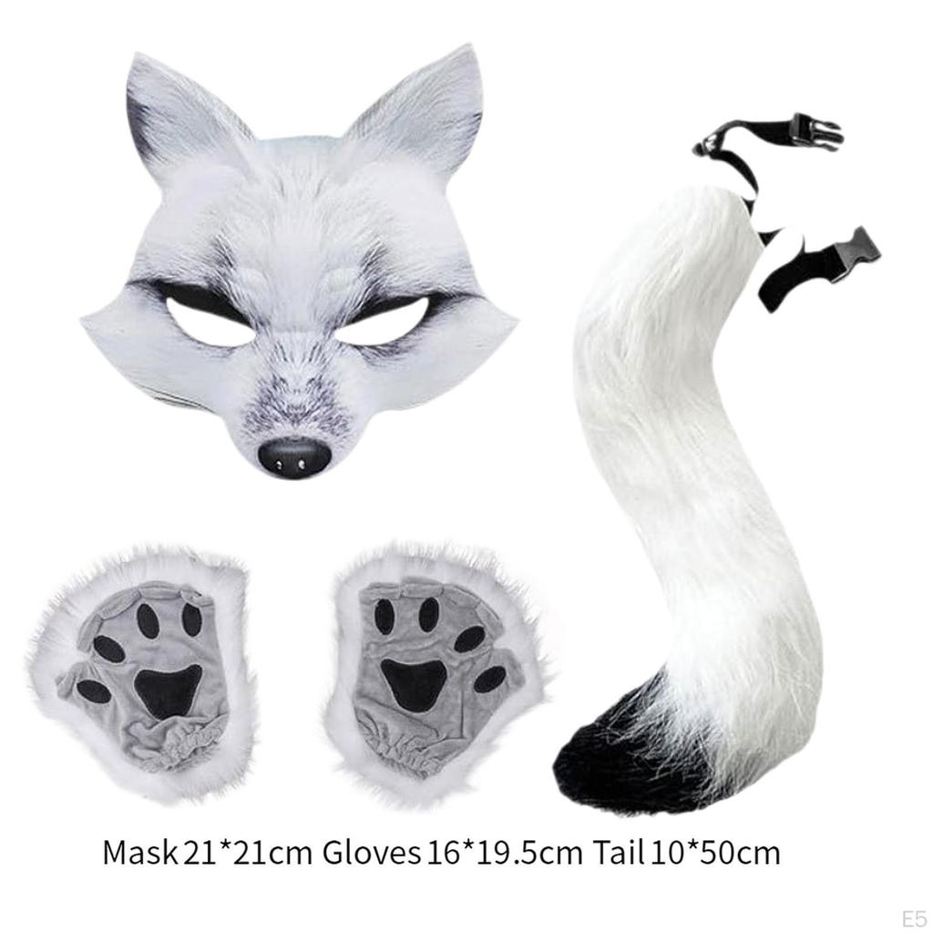 Cat Mask And Tail Set for Girls Halloween Costume Fun