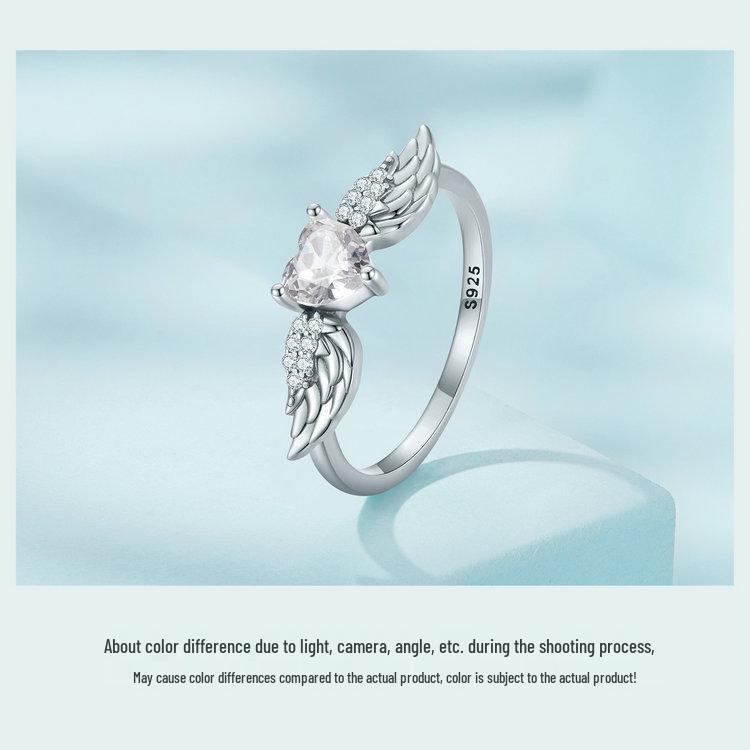 Yin Ziyun Pink Zircon Love Wings Ring & Bracelet, 925 Silver Dreamy Design, SCR874