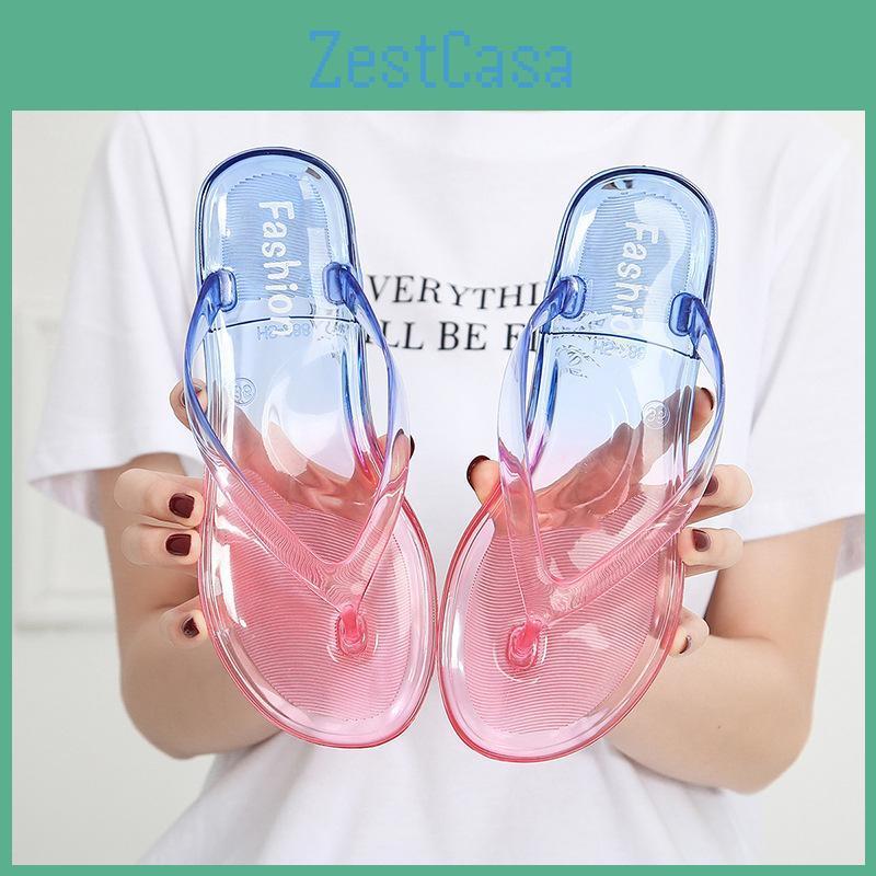 Flipflops Summer Fashion Twocolor Womens New Gradient Color Beach Shoes Crystal Shoes