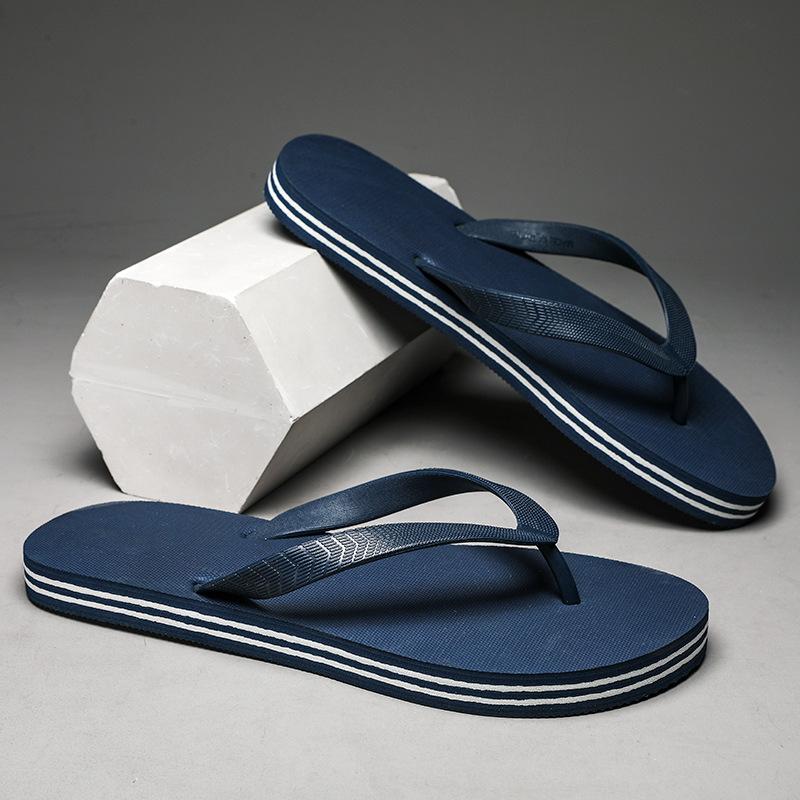 

Мужские летние тапочки, мягкие шлепанцы на подошве, повседневные большого размера, противоскользящие, устойчивые к запаху, износостойкие шлепанцы-клипсы, уличные пляжные тапочки 44-45 синий