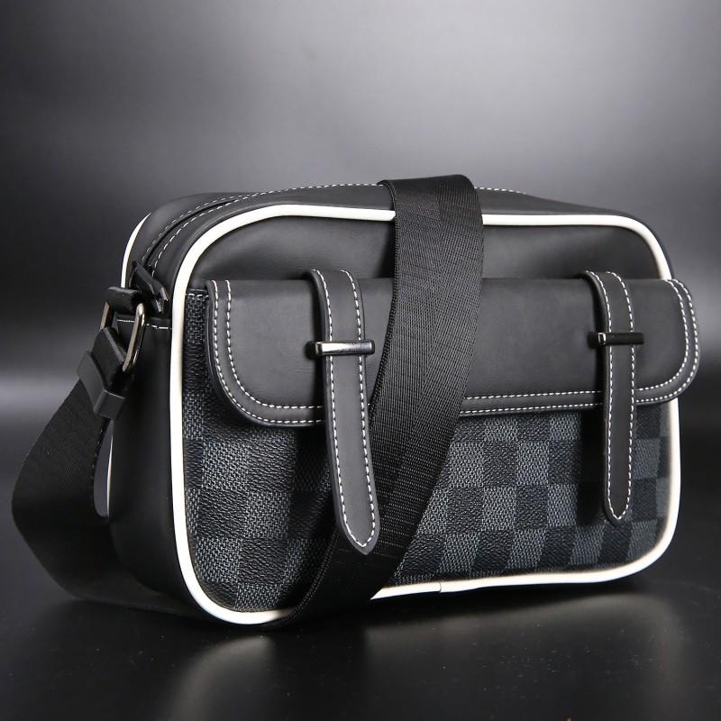 Men's Plaid Shoulder Bag Casual Business Cross-body Commuting Square Outdoor Backpack Mobile Phone Trendy