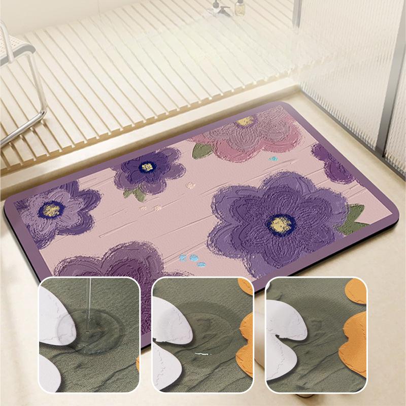 Diatom Mud Bathroom Absorbent Floor Mat Toilet Entrance Door Anti-slip Bathroom Mat Foot Mat Toilet Household Carpet
