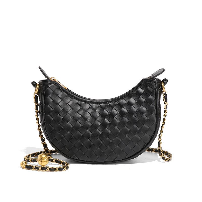 Women's Bags, Crescent-shaped Bags, Trendy Woven Single-shoulder Bags, Macaron Crescent Moon Bags, Casual Crossbody Moon Bags