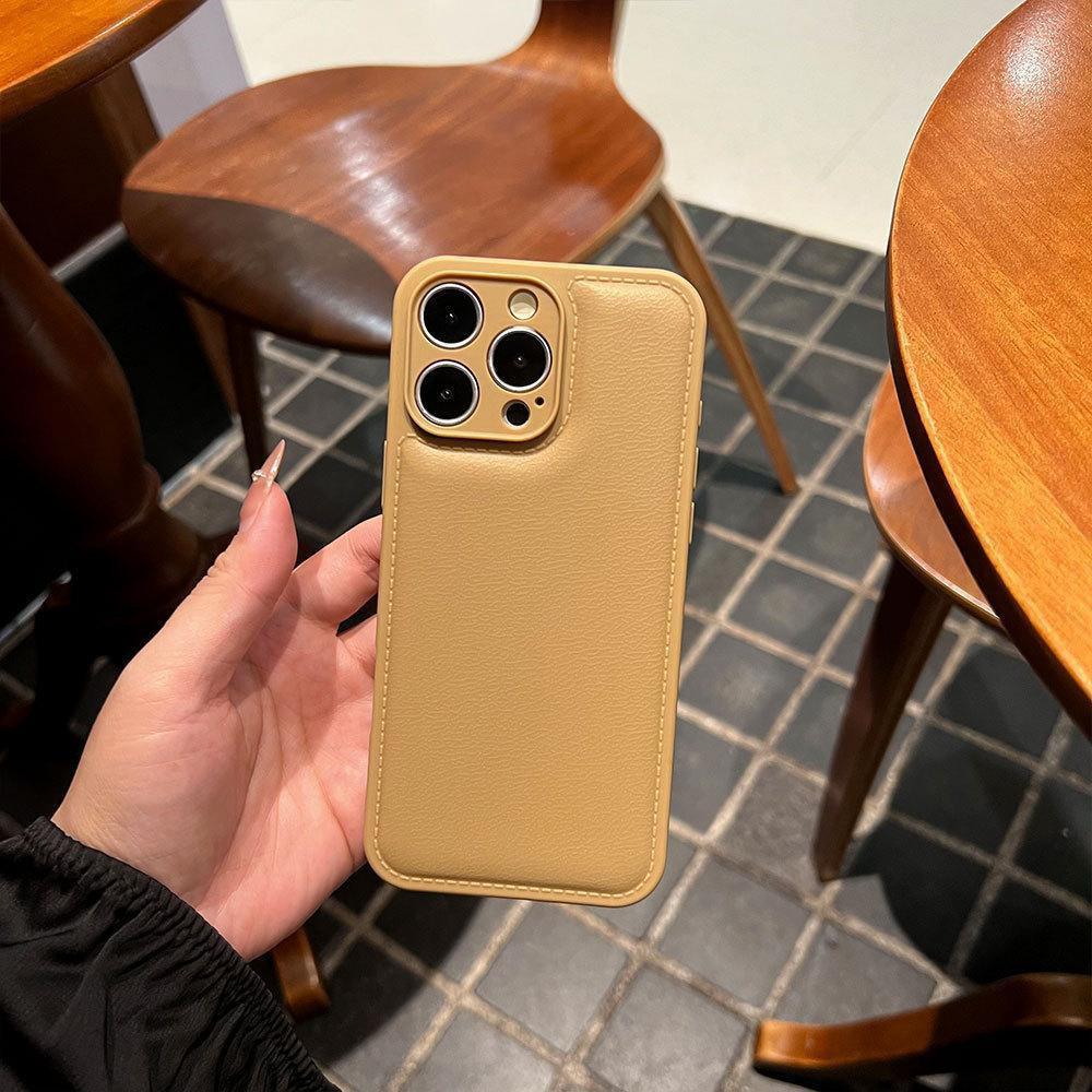 Solid Color Leather Texture Full Coverage Case for iPhone 17 Pro Max - Drop Protection, Niche Design