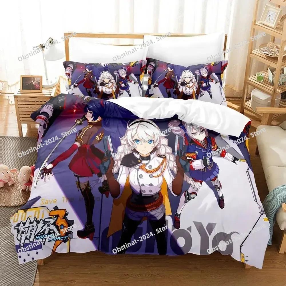 Game Honkai Impact 3 Bedding Set Printed With Pillowcase Bed Duvet Cover Soft Single Double Queen Super King Size Single Twin