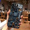 Mechanical internal structure pattern tempered glass phone case suitable for iPhone 17 16 15 14 13 12 11 Pro/Max/Plus shockproof