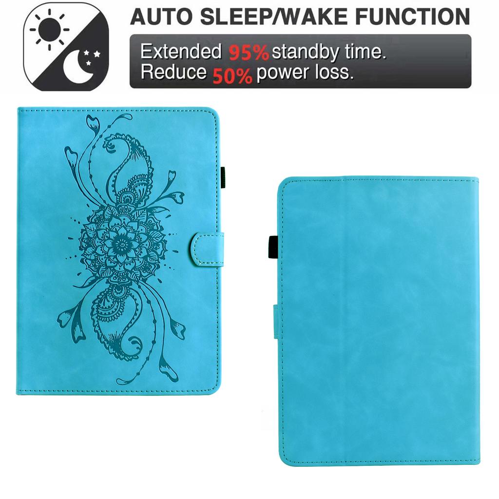For Amazon Kindle 6" (2024)/(2022) Case Mandala Imprinted Leather Tablet Cover with Card Slots