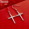 925 Sterling Silver Exquisite Cross Set AAA Zircon Earrings - Fashionable Evening Jewelry
