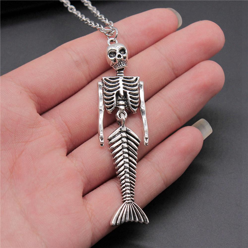 Eagles Gothic Skull Pendant Antique Bronze Metal Bridal Collar Necklace High Quality Statement Piece