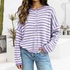 Women's Casual Striped Knit Cardigan Button Front Soft Long Sleeve Sweater for Fall Winter Work