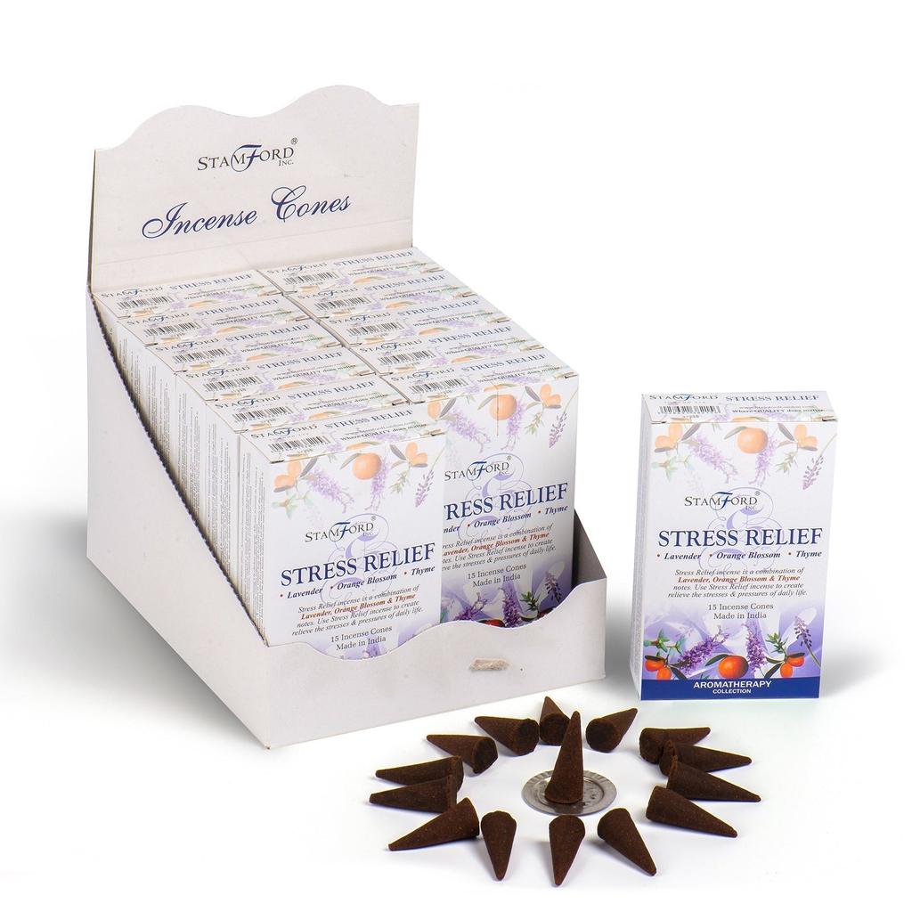 Stress Relief Incense Cones 15 Pack With Holder