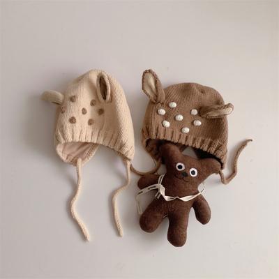 Berretto pullover autunno e inverno simpatico cervo per bambini versione coreana in berretto di lana caldo con protezione per le orecchie a forma di cartone animato