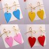 Women Heart Drop Earrings for Party Jewelry Vintage Gold Color Metal Bow Knot Earrings Geometric Female Brincos 2024 New Fashion