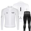 Mens Cycling Jersey Bib Shorts Set Long Sleeve Quick-Dry Compression Fit Road Bike Riding