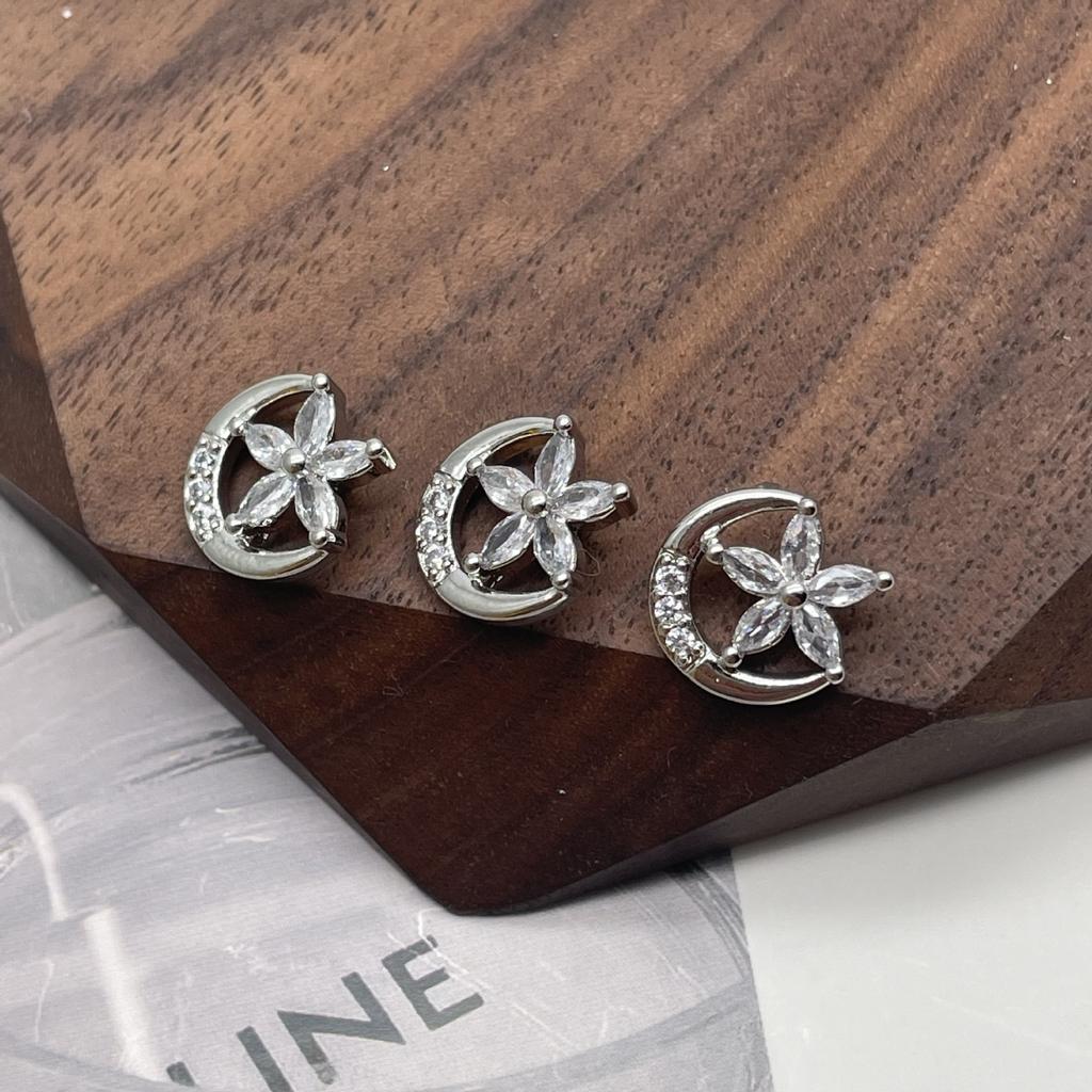 5pcs Super Sparkling Heart Shaped Copper Zircon Buttons Fashion Women's Cardigan Sweater Shirt