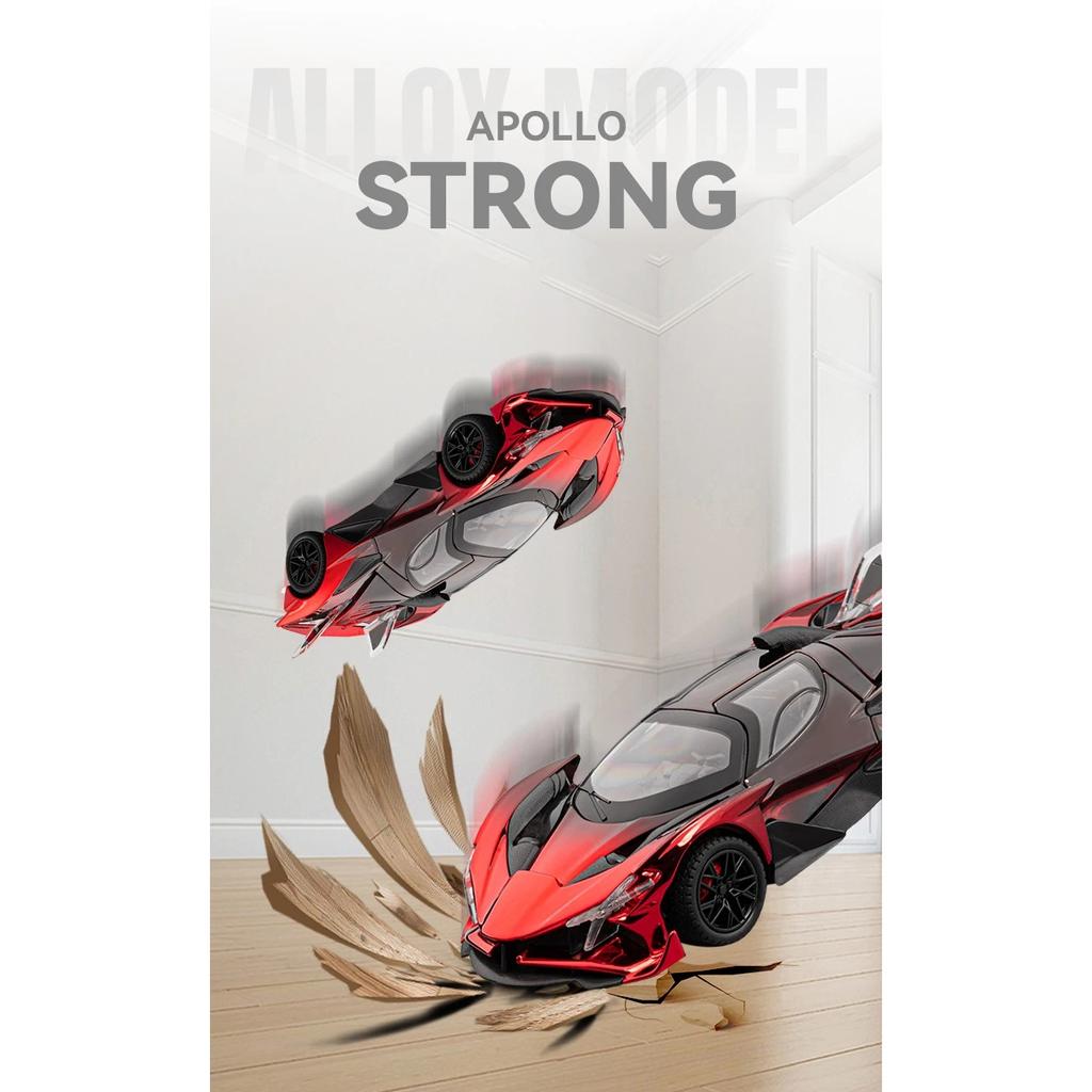 1/24 Apollo Project EVO Electroplated Sports Car Alloy Model Diecast Metal Sound and Light Pull Back Children's Toy Car Holiday
