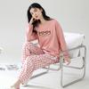 Cotton Pajamas Set Women Loose Fit Sleepwear Long Sleeve Two-Piece Loungewear Home Wear Comfortable Outfit Plus Size Options Breathable Fabric
