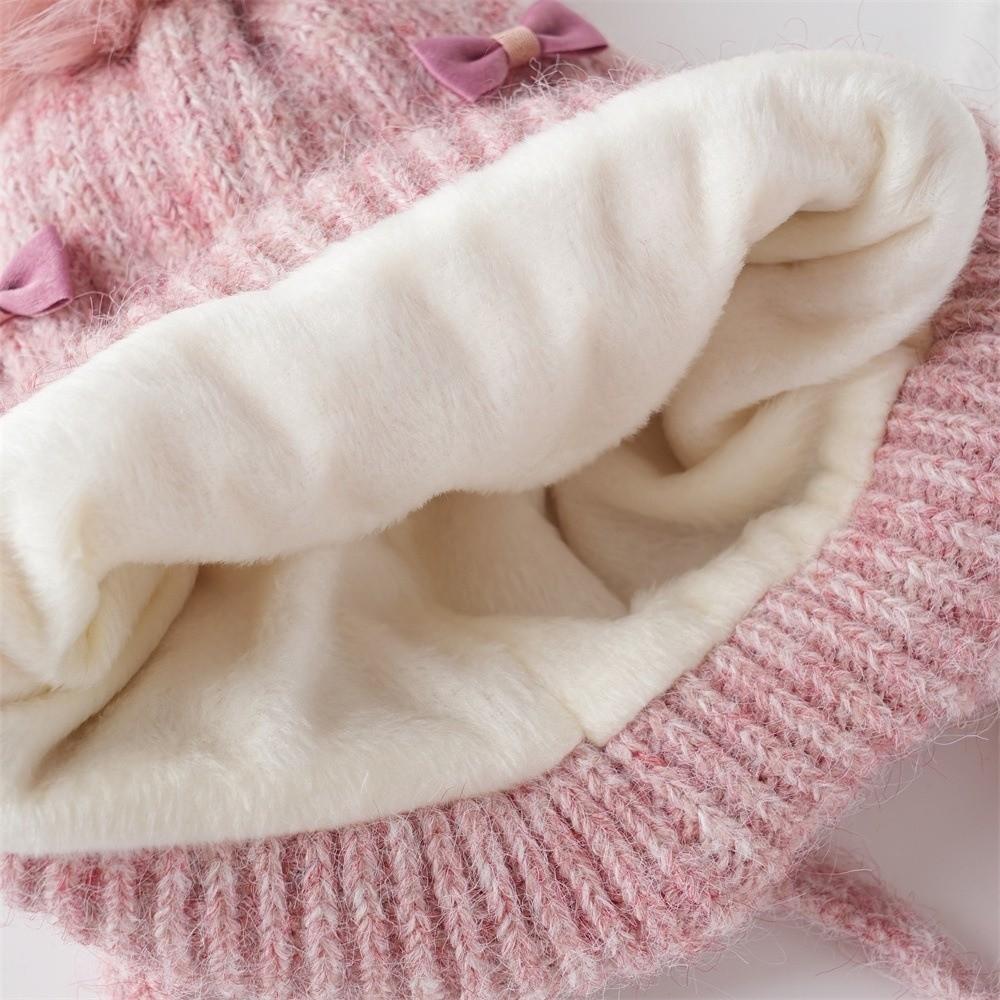 Ears Protection Kids Bonnet Hat Pompom Bows Girl Cap Cute Ears Protection Hat Autumn