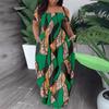 European & American Women's Casual Off-Shoulder Sexy Print Dress
