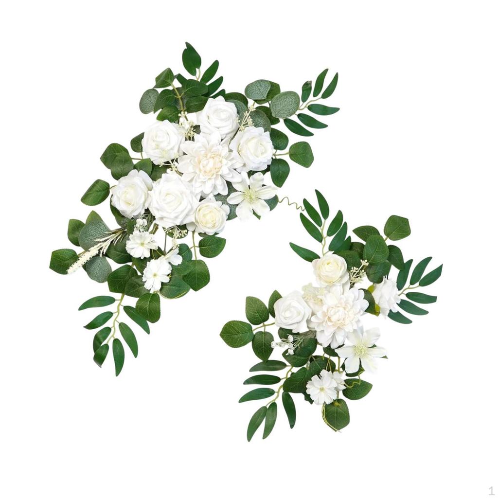 2 Pieces Floral Swag for Wedding Arch with Artificial Flowers