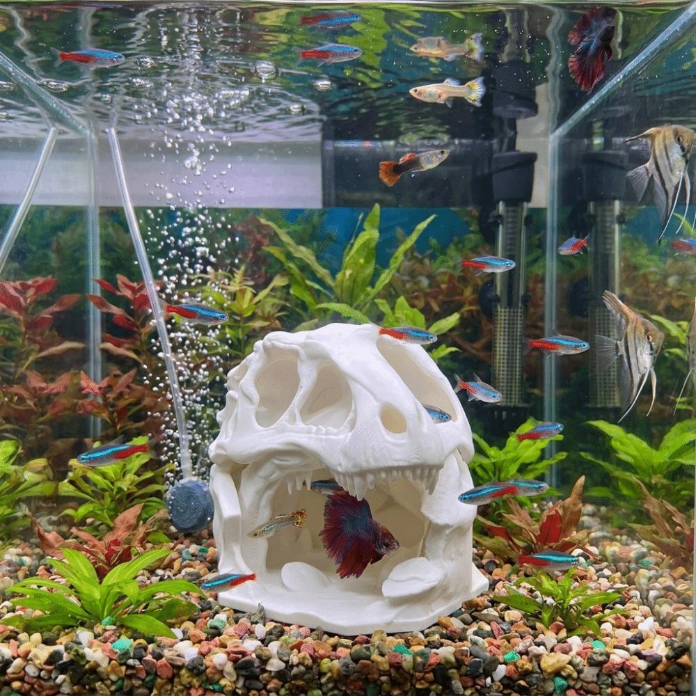 Lifelike Dinosaur Landscape Ornament 3D Printed Fish Hollow Shelter Fish Tank Ornament Fish Tank