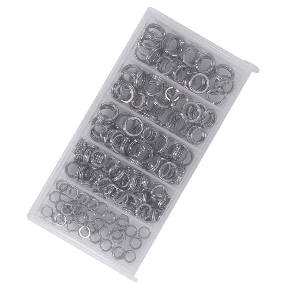 Durable Stainless Steel Fishing Split Rings 5 Size Double Flat Wire Fishing Tackle Ring Heavy Duty Split Rings Fishing Lures