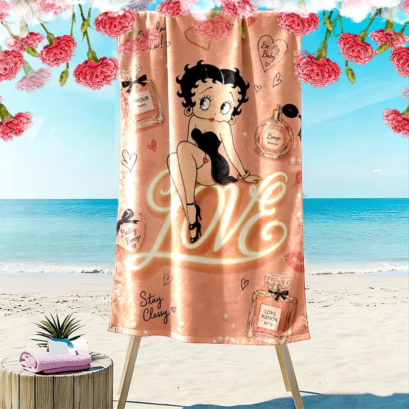 Betty Boop Print Beach Towel, Large Soft Quick Dry Towel for Beach Camping Swimming