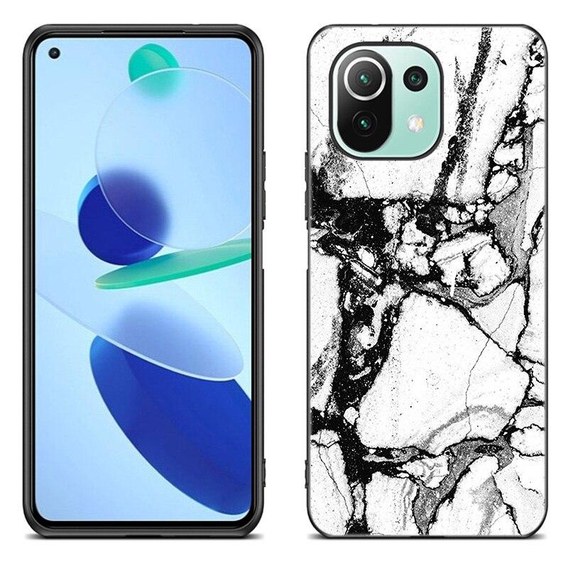 Black and White Marble Case For Xiaomi Mi 11 Lite NE 11i 10T 11T Pro A2 A3 Lite POCO F3 M3 M4 C31 X3 Pro NFC GT Black Soft Cover