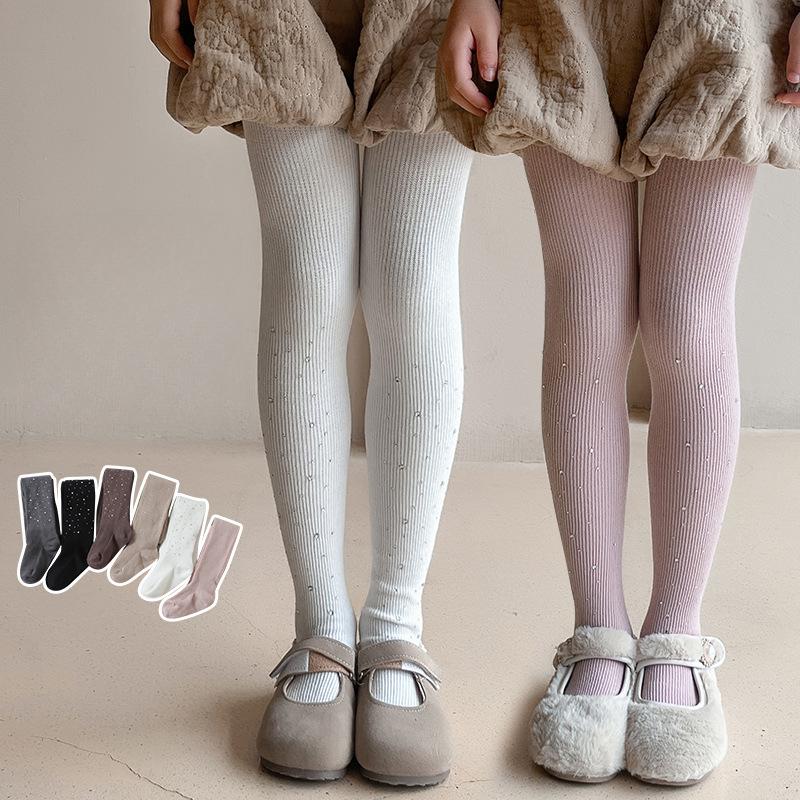 Spring and Autumn's New Sparkling Diamond Starry Sky Soft Cotton Pantyhose Thin Vertical High-elasticity Tight-fitting Pantyhose for Little Girls