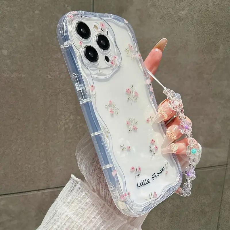 Simple ins wind full screen floral Apple 16/15 mobile phone case iPhone17promax gentle anti-drop protective case