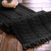 Bohemian Rustic Wedding Decor Cotton Linen Table Runner with Tassels