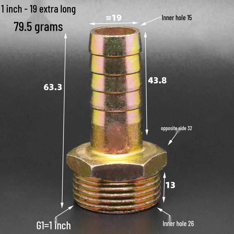Iron-Plated Threaded Pagoda Hose Connector - Fits 1/2, 3/4, 3/8, 1/4, 1 Inch