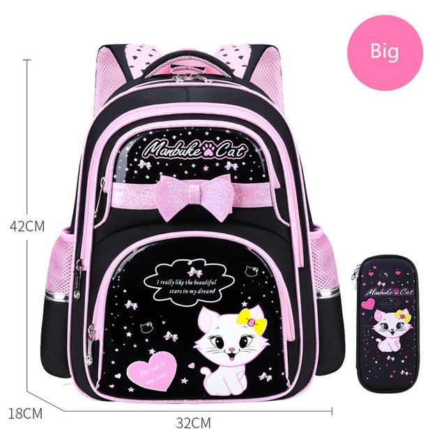 New Korean Primary PU leather School Bag 2020 Fashion Cute Girls With Cute Cat Orthopaedic Waterproof Backpack