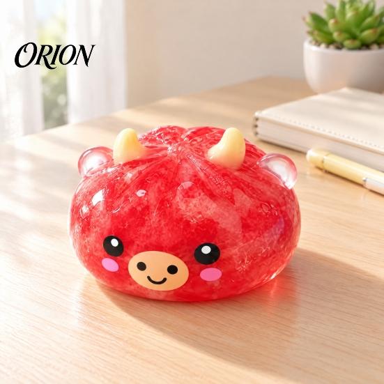 Soft Pinchable Toys Cute Cow Bun Squishy Toy, Transparent Slow Rebound Squeeze Ball, Ice Desk Ornaments for Stress Sand Fidget Relief Vent Toy