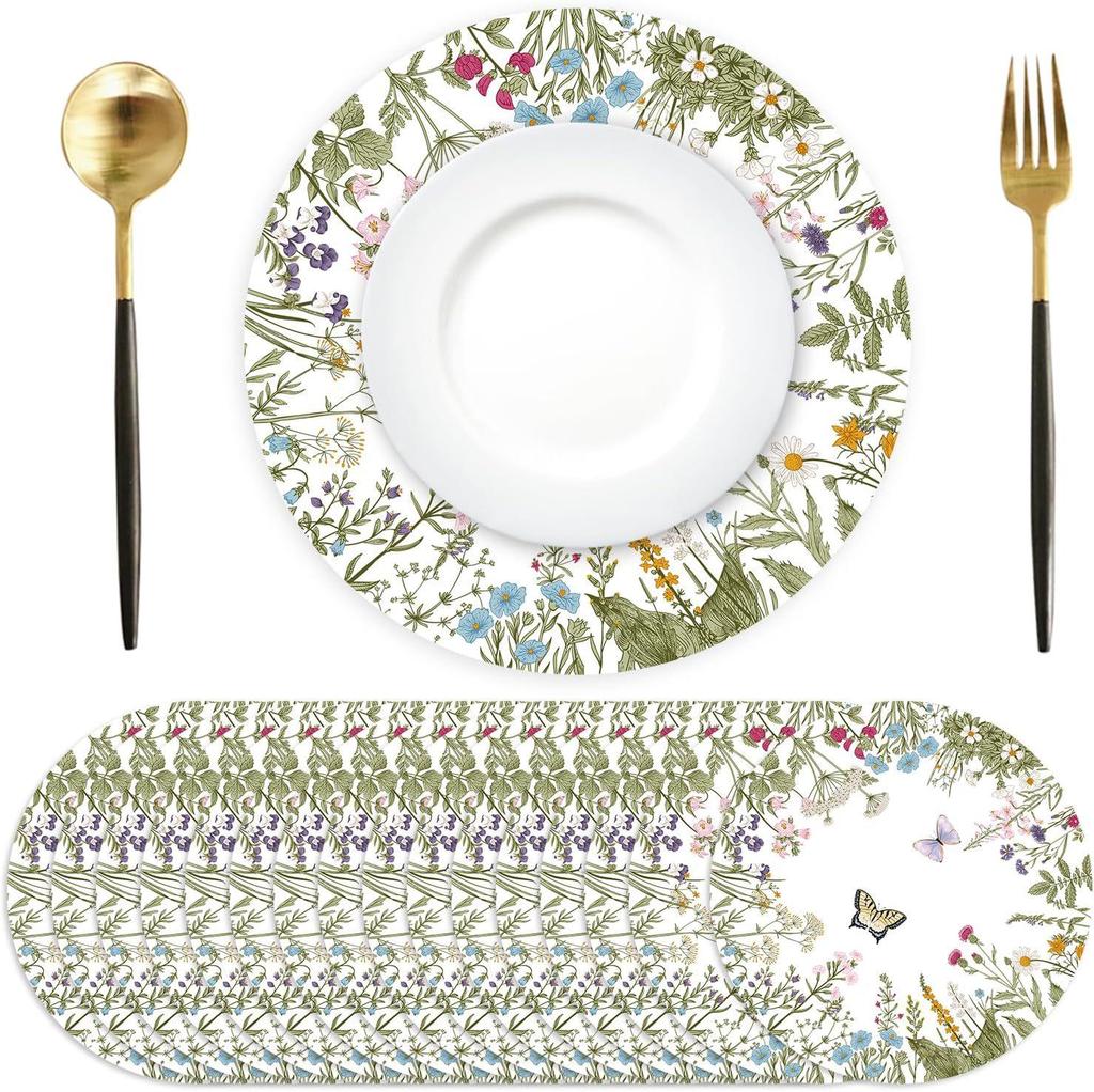 Retro Wildblumen-Platzset für Geburtstage, Hochzeiten oder Teepartys