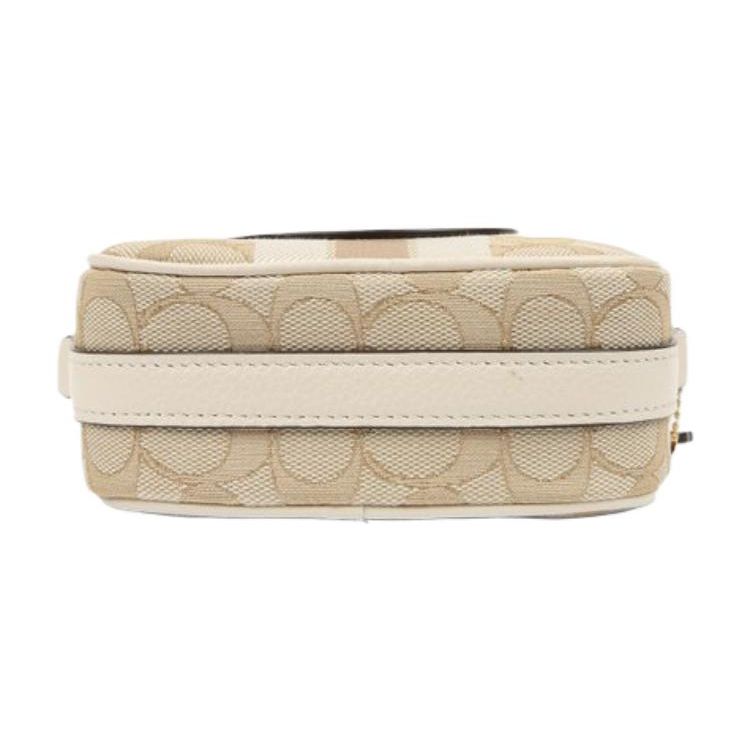 Coach Dempsey 14 Classic Plaid Jacquard Pebble Leather Camera Bag Women Shoulder Bag Light-Khaki C9120-IMDQC