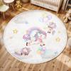 Enchanted Unicorn Floral Round Rug for Home Decor Magical Rainbow Playful Floor Mat for Kids Nursery Bedroom Fantasy Decor