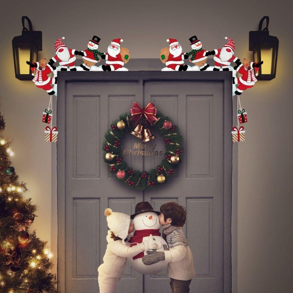 1/2 pcs Christmas Door Corner Decor Cartoon Wooden Pendant New Door Frame Decor Card