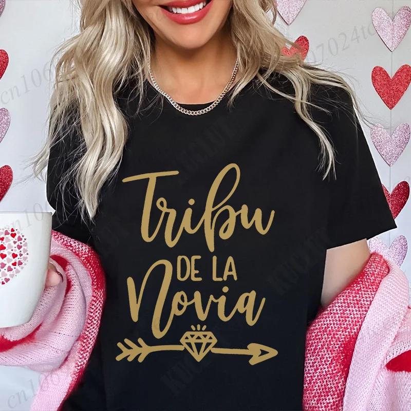 Team Bride Tribe T-Shirt Junggesellinnenparty Shirt für Spanische Brautparty Hochzeitsfeier Oberteile Brautjungfer Kurzarm T-Shirts