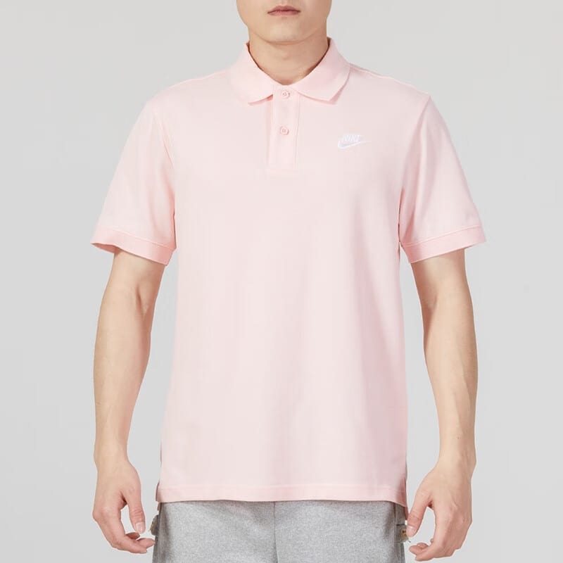 Nike Polo Shirts Men's Pink Polo Collar Moderate Straight Fit CJ4457-686