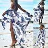 Women's Fashion Chiffon Printed Cardigan Loose Five-Part Sleeve Beach Cover-Ups