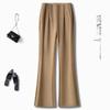 Women's High Waist Khaki Flare Pants - Slimming, Casual Drapey Style for Spring 2025